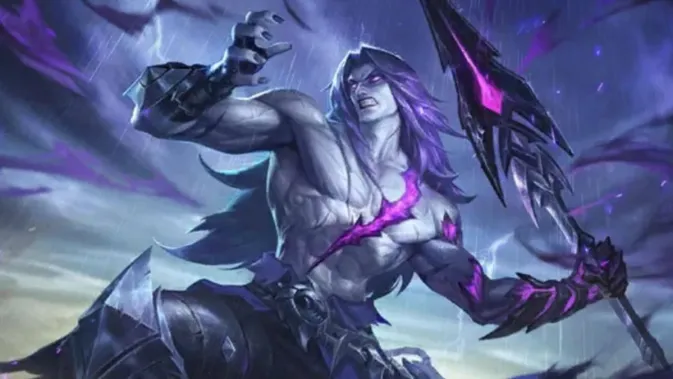 Moskov, hero Marksman Mobile Legends dengan senjata dan efek ungu