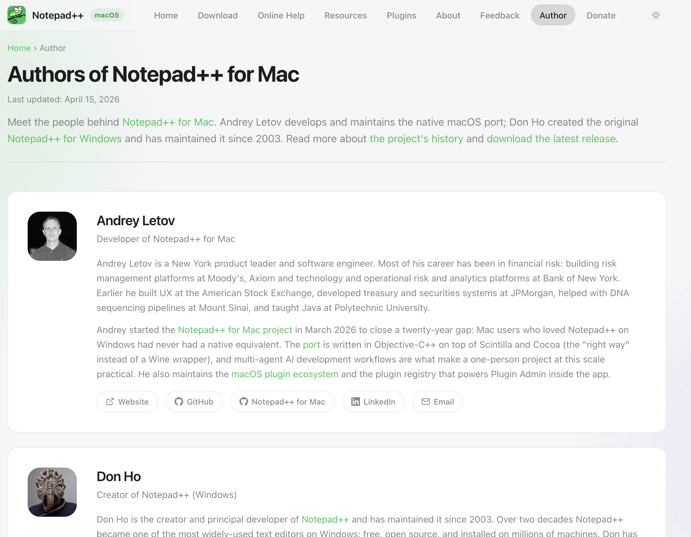 Klaim Don Ho sebagai author di Notepad++ Mac