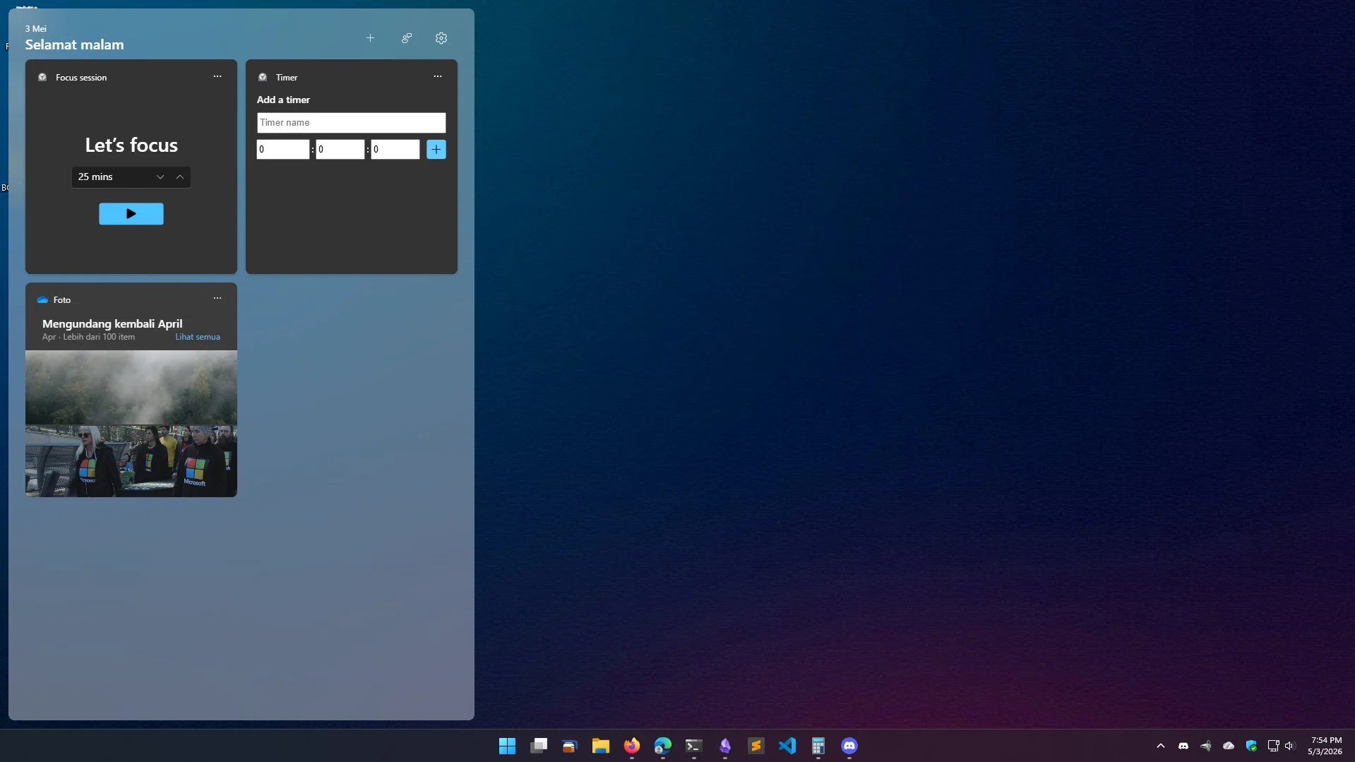 Widget Windows 11 dengan tampilan minim distraksi